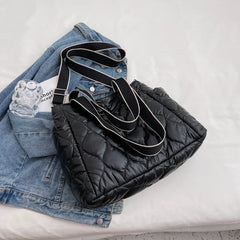 Quilted Satchels Handbags For Women Space Padded Shoulder Bag