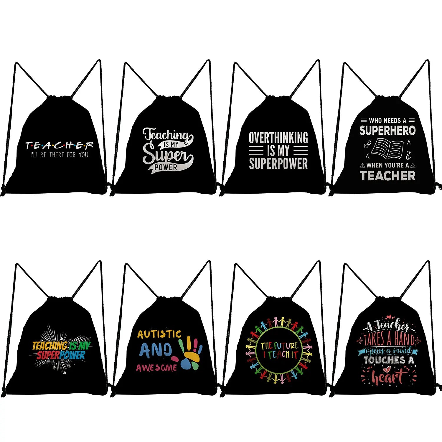 Teacher is My Superhero Drawstring Backpack for Students