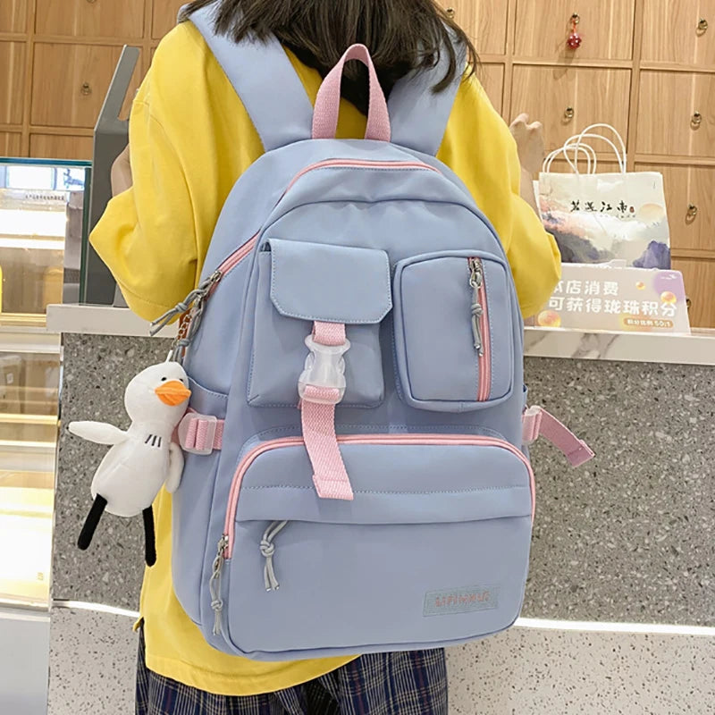 Teenage Girl Schoolbag Women Neutral Backpack High School Students