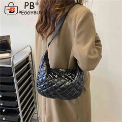 Quilted Rhombus Pattern Top-handle Bag for Women