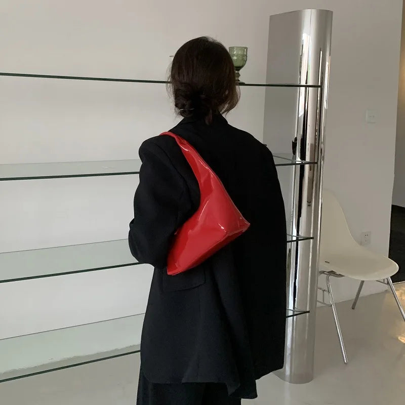 Women Leather Half-moon Underarm Bag Lady Handbag