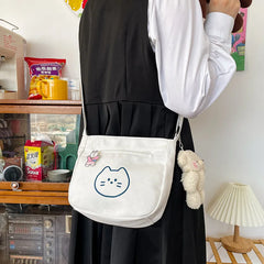 Canvas Youth Women's Shoulder Bag Cartoon College Student Crossbody Messenger