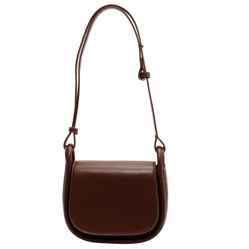 Vintage Saddle Bag for Women All-match Texture Pu Shoulder Crossbody Bags