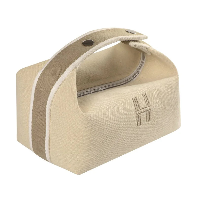 Waterproof Canvas Makeup Pouch Cosmetic Bag Women Makeup Organizer Toiletry Bag