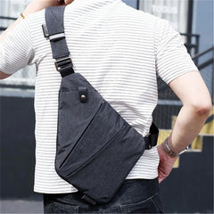 Women Canvas Chest Bag Messenger Bag Crossbody Bag Anti Theft Shoulder Bag