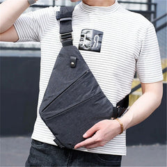 Women Canvas Chest Bag Messenger Bag Crossbody Bag Anti Theft Shoulder Bag