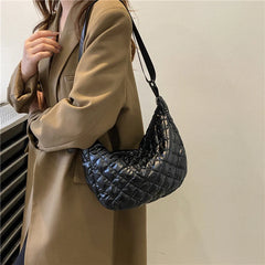 Quilted Rhombus Pattern Shopper Bag for Women Travel Girl Satchel
