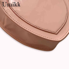 Heart PU Leather Crossbody Bag Small Zipper Travel Messenger Bag