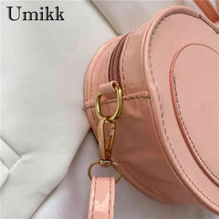 Heart PU Leather Crossbody Bag Small Zipper Travel Messenger Bag
