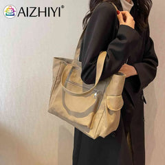 Women Shoulder Bag Canvas Ladies Handbags Zipper Travel Work Daily Life