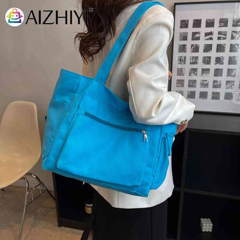 Women Shoulder Bag Canvas Ladies Handbags Zipper Travel Work Daily Life
