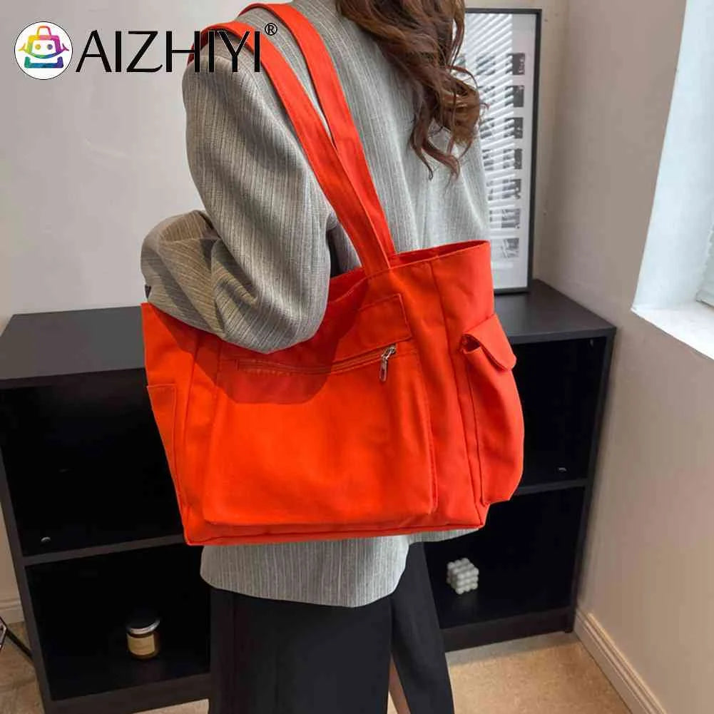 Women Shoulder Bag Canvas Ladies Handbags Zipper Travel Work Daily Life