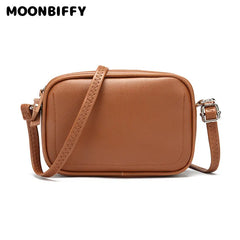 Beige Leather Shoulder Bag Zipper Crossbody Bag