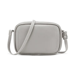 Beige Leather Shoulder Bag Zipper Crossbody Bag