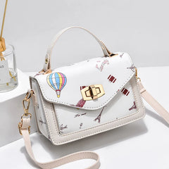 Women's Messenger One-shoulder Small Square Bag Girl Print Handbag
