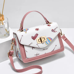 Women's Messenger One-shoulder Small Square Bag Girl Print Handbag