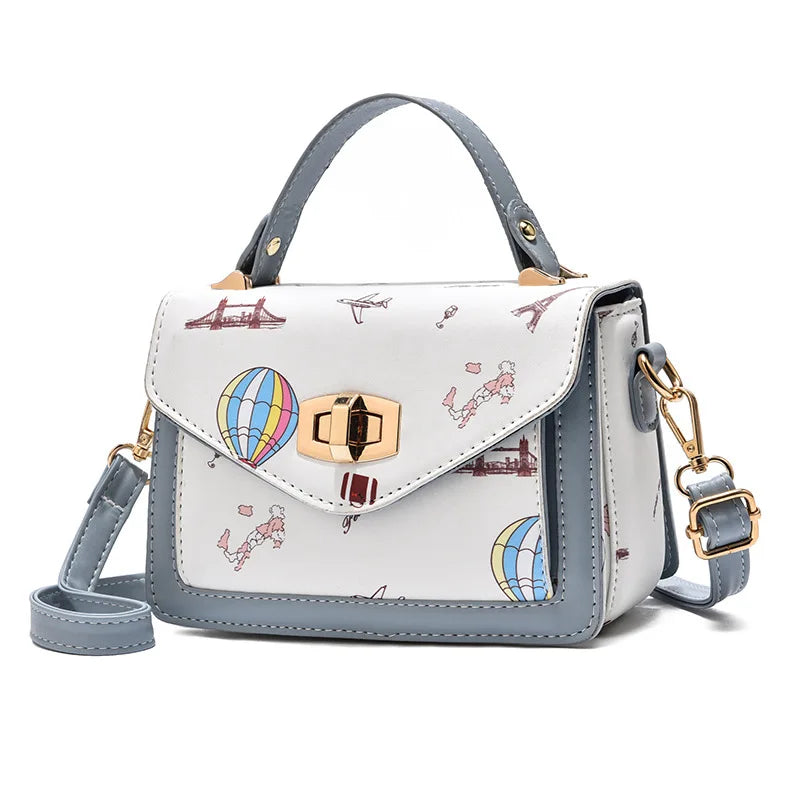 Women's Messenger One-shoulder Small Square Bag Girl Print Handbag