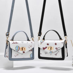 Women's Messenger One-shoulder Small Square Bag Girl Print Handbag