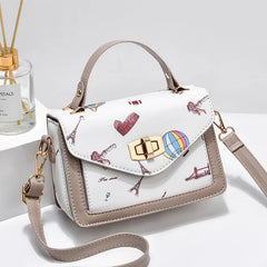 Women's Messenger One-shoulder Small Square Bag Girl Print Handbag