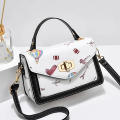 Women's Messenger One-shoulder Small Square Bag Girl Print Handbag