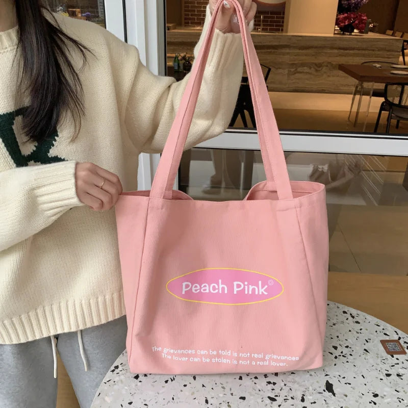 Canvas Handbag Women's Casual Shoulder Bag Solid Tie Large Capacity