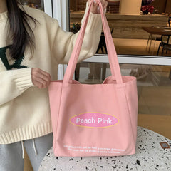 Canvas Handbag Women's Casual Shoulder Bag Solid Tie Large Capacity