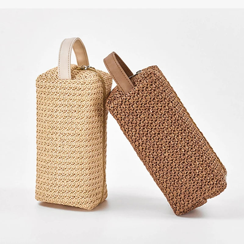 Straw Cosmetic Storage Bag Large Capacity Portable Wash Bag Organizer