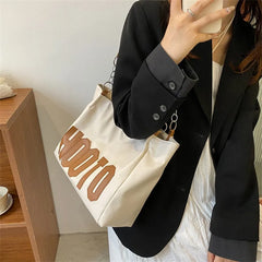 Fashionable Contrast Letter Chain Shoulder Bag