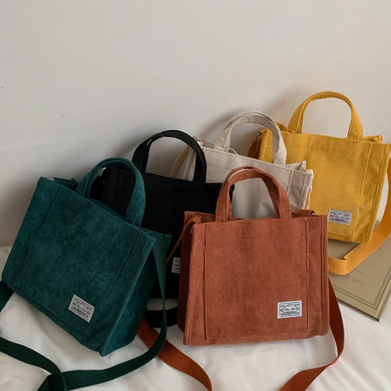 Corduroy Single Shoulder Bag Solid Buckle Messenger Bag for Women