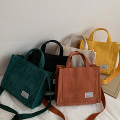 Corduroy Single Shoulder Bag Solid Buckle Messenger Bag for Women