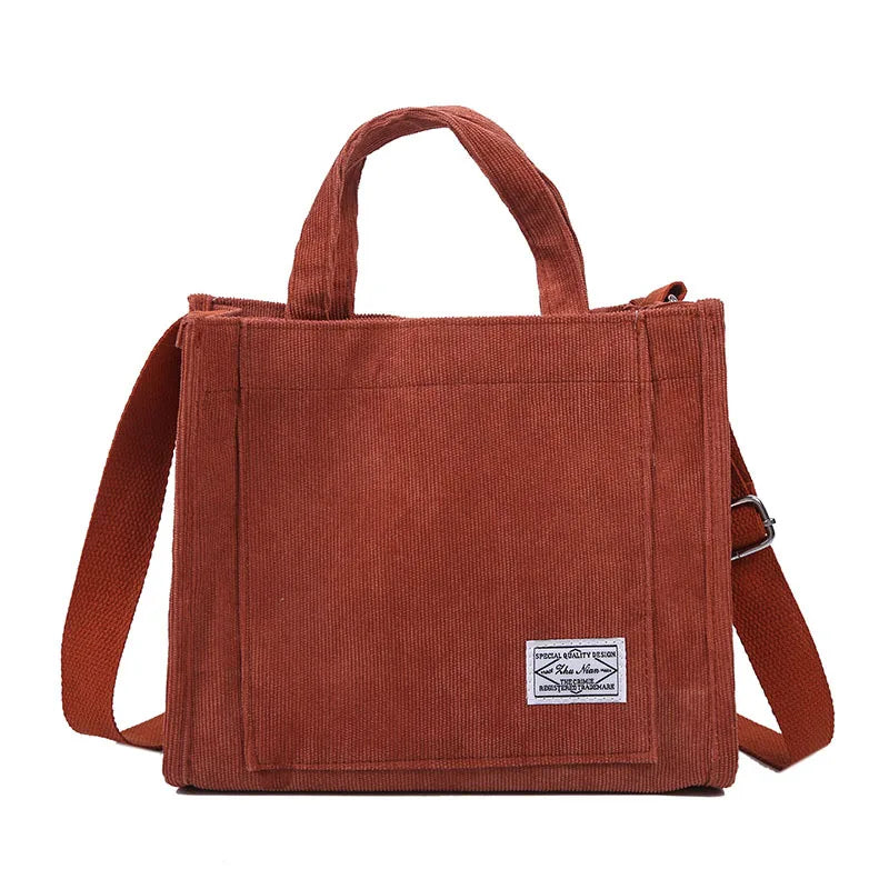 Corduroy Single Shoulder Bag Solid Buckle Messenger Bag for Women