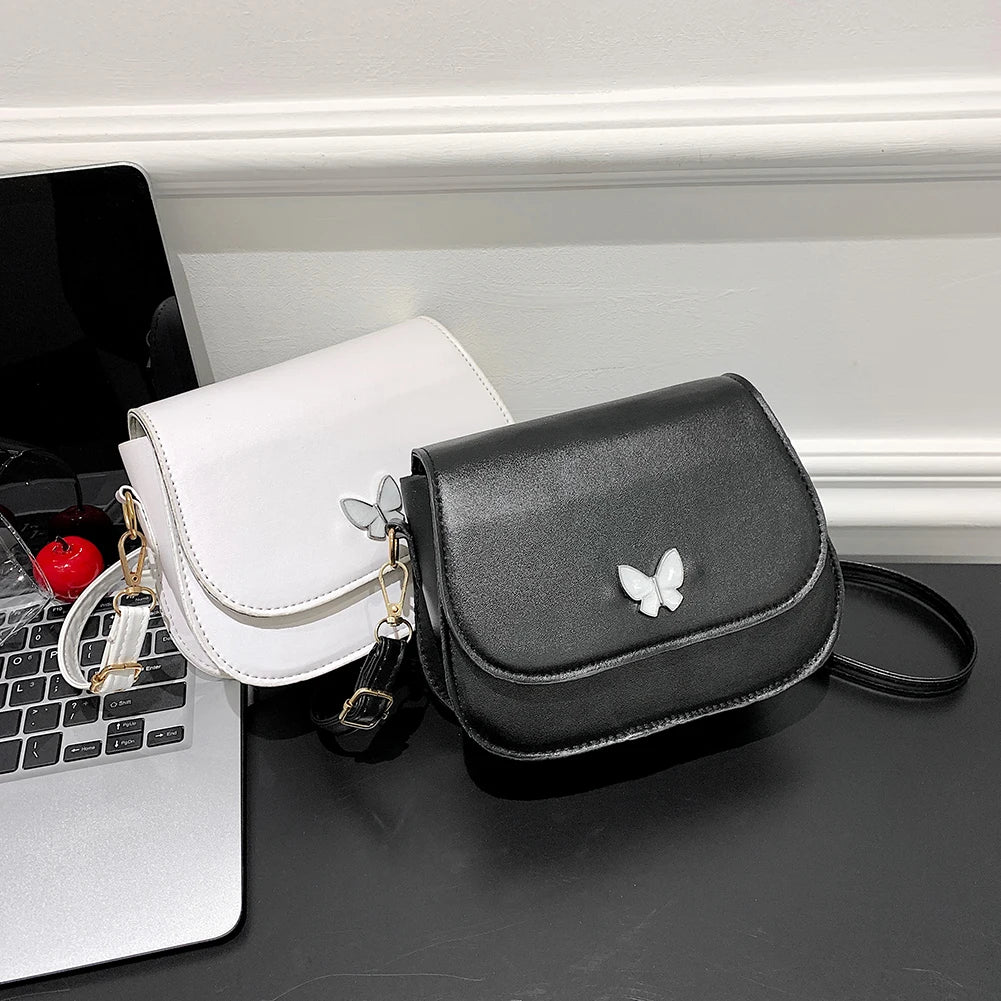 Stylish Butterfly Shoulder Bag Flap Magnetic Buckle PU Leather Crossbody Bag