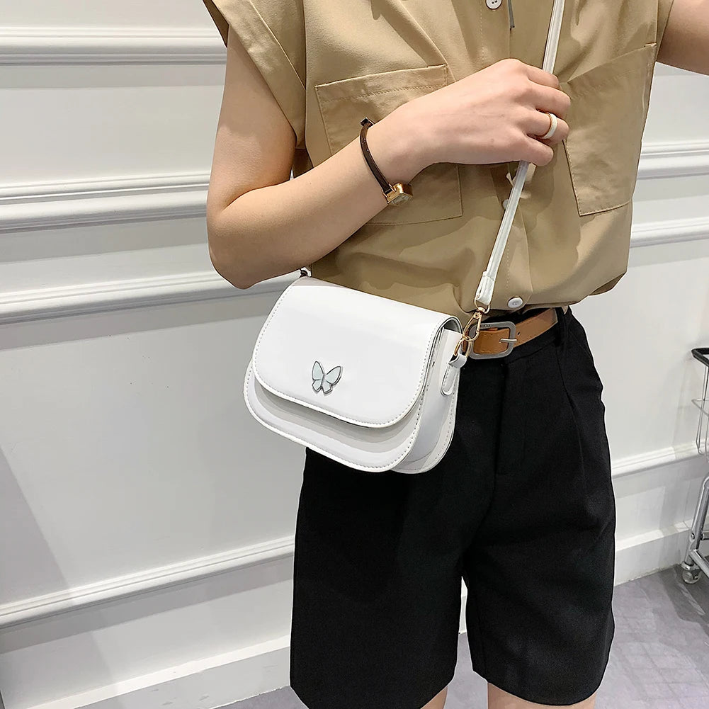 Stylish Butterfly Shoulder Bag Flap Magnetic Buckle PU Leather Crossbody Bag