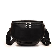 One Shoulder PU Bag Patchwork Zippers Solid Unisex Soft