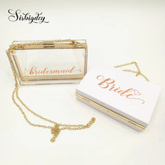 Sisbigdey Rose Bride Handbag Wedding Bridal Acrylic Crossbody Bag