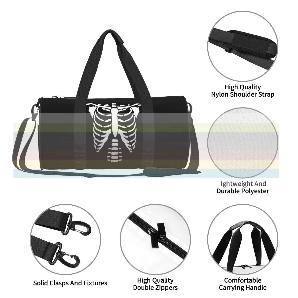 Skeleton Chest Travel Sports Fitness Shoulder Bag