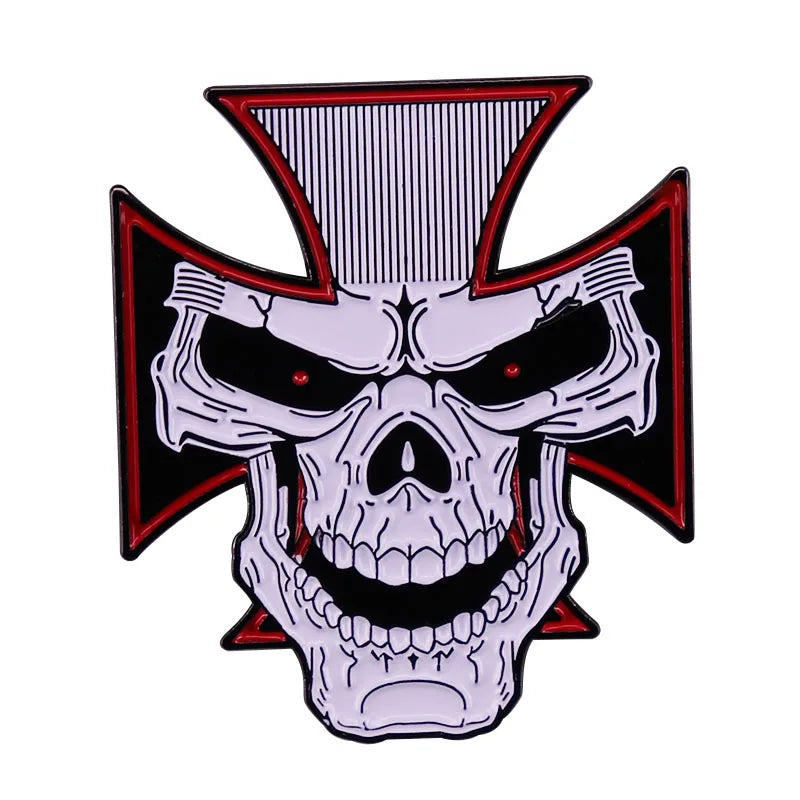 Skeleton Enamel Pin Punk Skull Gothic Halloween Brooch Lapel Pins