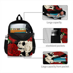 Skull Rose Travel Laptop Backpack Skull Floral Design