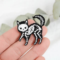 Skull Cat Pin Halloween Wizard Hat Brooch Enamel Lapel Pins