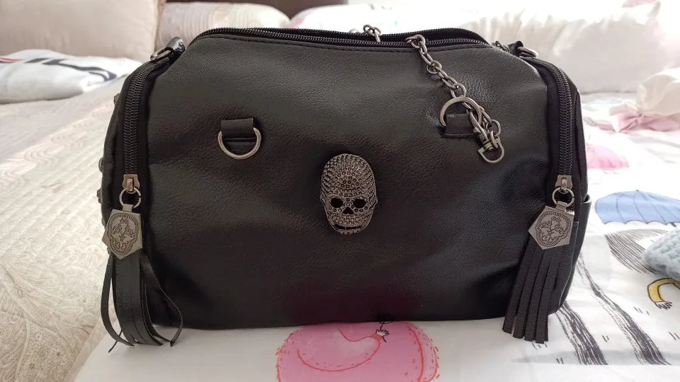Skull Chain Handbags Tassel Rivet Women Bag Vintage Shoulder Bag