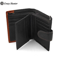 Skull Man ID Card/Money Clip Biker Leather Wallet with Chain