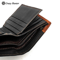 Skull Man ID Card/Money Clip Biker Leather Wallet with Chain