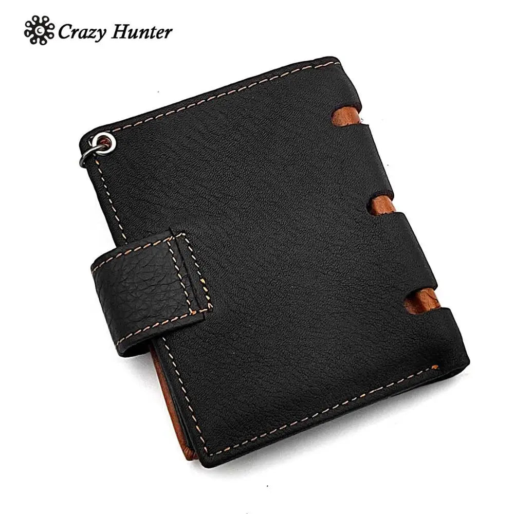 Skull Man ID Card/Money Clip Biker Leather Wallet with Chain