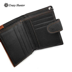 Skull Man ID Card/Money Clip Biker Leather Wallet with Chain