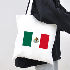 Skull Mexico Flag Emblem Vintage Mexican Ink Painting Women Canvas Sh