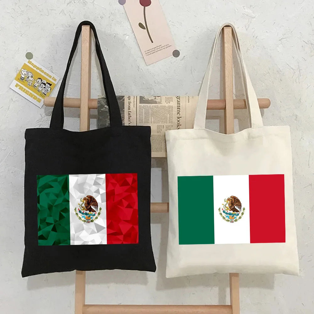 Skull Mexico Flag Emblem Vintage Mexican Ink Painting Women Canvas Sh