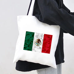 Skull Mexico Flag Emblem Vintage Mexican Ink Painting Women Canvas Sh
