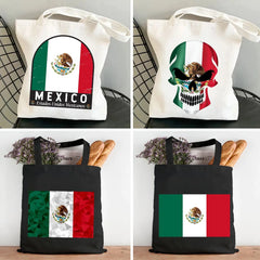 Skull Mexico Flag Emblem Vintage Mexican Ink Painting Women Canvas Sh