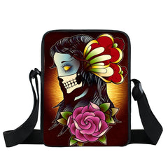 Skull Print Messenger Bag Hip Hop Women Handbag Street Rock Canvas Shoulder Bags