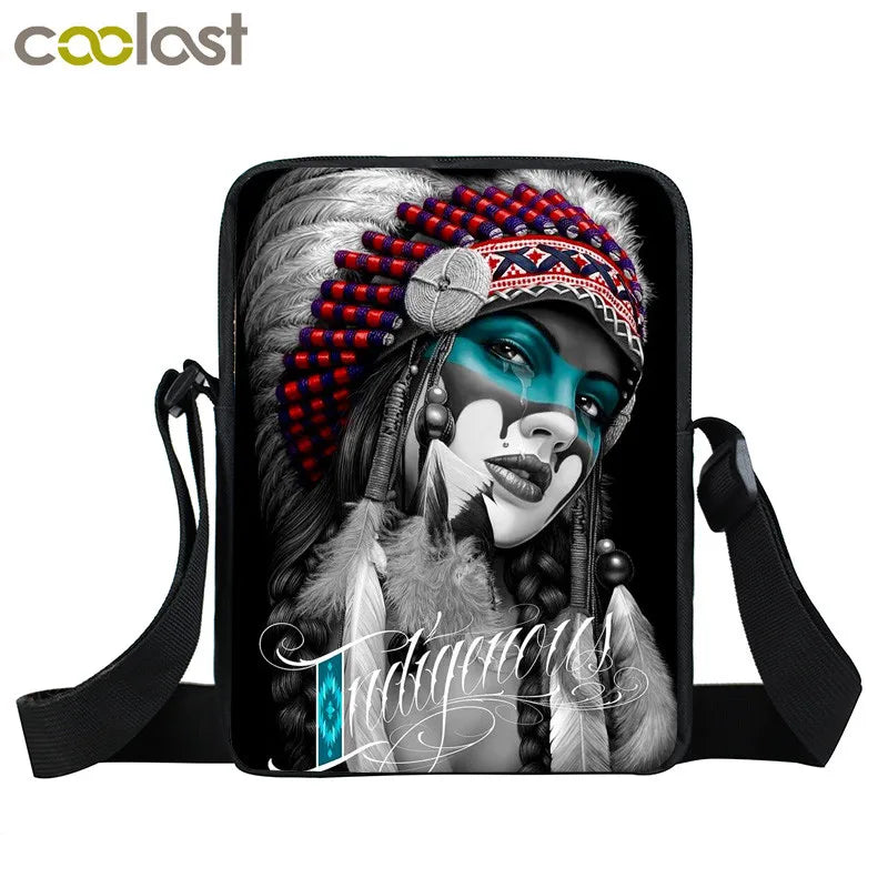 Skull Print Messenger Bag Hip Hop Women Handbag Street Rock Canvas Shoulder Bags
